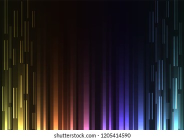 rainbow overlap pixel speed in dark background, geometric layer motion backdrop, simple technology template, vector illustration