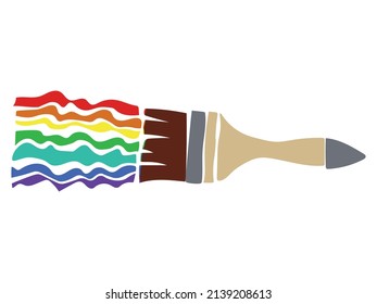 Silueta de pincel de arcoiris, pincel de colores vivos para la ilustración de carteles o vectores de tarjetas postales