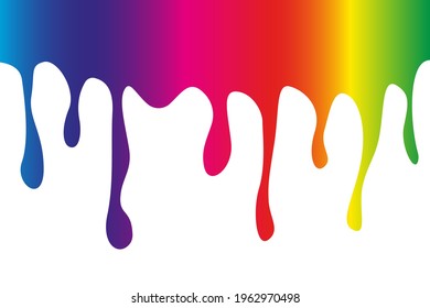 Rainbow paint drips. Abstract drop. White background.