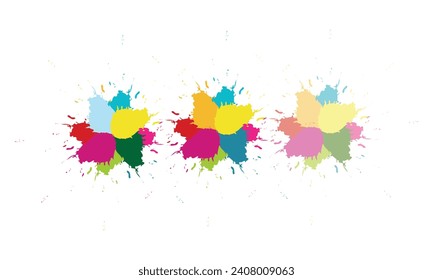 Rainbow paint splash background. Colorful explosion of holi paint. Colorful watercolor splashes. Bright watercolor vector spots. Watercolor Brush Strokes Abstract.