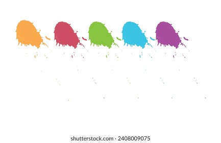 Fondo salpicado de pintura arcoiris. Explosión colorida de pintura de holi. Coloridas salpicaduras de acuarela. Luminosas manchas vectoriales de acuarela. Pincel de color de agua rompe resumen.