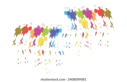 Rainbow paint splash background. Colorful explosion of holi paint. Colorful watercolor splashes. Bright watercolor vector spots. Watercolor Brush Strokes Abstract.