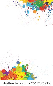 Rainbow paint splash on white Background. colorful spots and sprays.