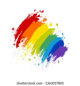 Rainbow paint splash with texture isolated on white