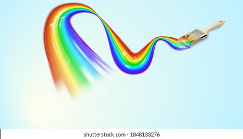 Rainbow paint stroke across the sky as a background.