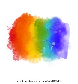 Rainbow paint texture, gay pride symbol. Hand painted strokes isolated on white background. Vector 6 colors spectrum