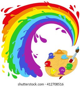 Rainbow and paint. Vector illustration
