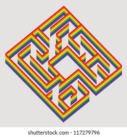 rainbow painted labyrinth card wish concept vector