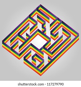 rainbow painted labyrinth wall card wish concept vector