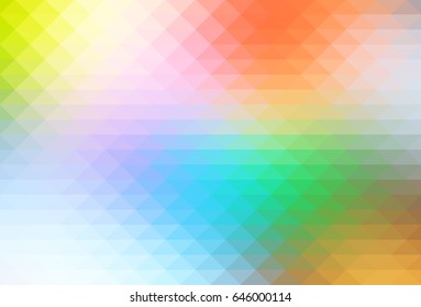 Rainbow pale colors abstract geometric background with rows of triangles  