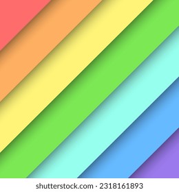 Rainbow paper cut square background. Bright colorful banner templates. Editable vector illustration EPS 10.