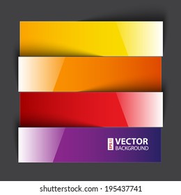 Rainbow paper stripe banners with shadows on dark grey background. RGB EPS 10 vector illustration