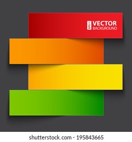 Rainbow paper stripe banners with shadows on dark grey background. RGB EPS 10 vector illustration