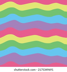 Rainbow parallel stripes hand drawn seamless pattern.