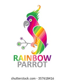 Rainbow parrot - vector design template.