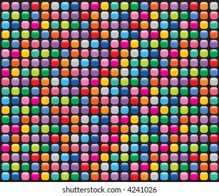 rainbow party glossy mosaic buttons on black (vector) - illustrated seamless tiled background