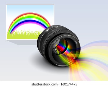 rainbow passing through the lens is converted into the picture