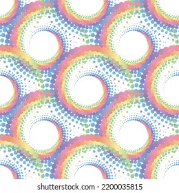 Rainbow pastel abstract halftone seamless pattern on the white background. Vector illustration.