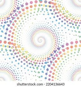 Rainbow pastel abstract halftone seamless pattern on the white background. Vector illustration.