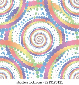 Rainbow pastel abstract halftone seamless pattern on the white background. Vector illustration.