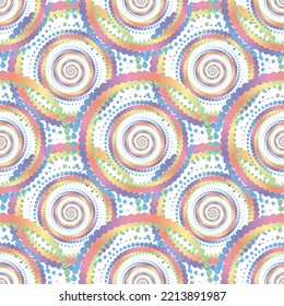Rainbow pastel abstract halftone seamless pattern on the white background. Vector illustration.