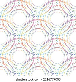 Rainbow pastel abstract halftone seamless pattern on the white background. Vector illustration.
