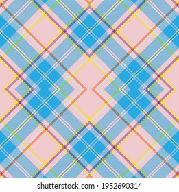Rainbow Pastel Argyle Plaid Tartan textured Seamless pattern design suitable for fashion textiles and graphics