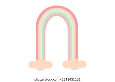 rainbow pastel baby kids arch nursery illustration
