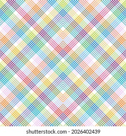 Rainbow Pastel Chevron Plaid Tartan textured Seamless pattern design suitable for fashion textiles and graphics