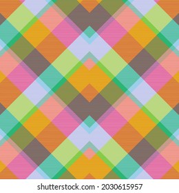 Rainbow Pastel Chevron Plaid Tartan textured Seamless pattern design suitable for fashion textiles and graphics