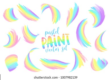Rainbow pastel colors vector paint brushstrokes