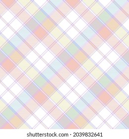 Rainbow Pastel Diagonal Plaid Tartan textured Seamless pattern design suitable for fashion textiles and graphics