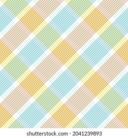 Rainbow Pastel Diagonal Plaid Tartan textured Seamless pattern design suitable for fashion textiles and graphics