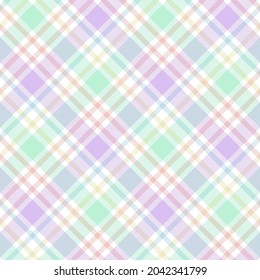 Rainbow Pastel Diagonal Plaid Tartan textured Seamless pattern design suitable for fashion textiles and graphics