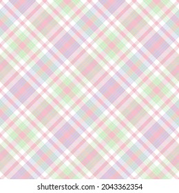 Rainbow Pastel Diagonal Plaid Tartan textured Seamless pattern design suitable for fashion textiles and graphics