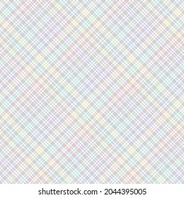 Rainbow Pastel Diagonal Plaid Tartan textured Seamless pattern design suitable for fashion textiles and graphics