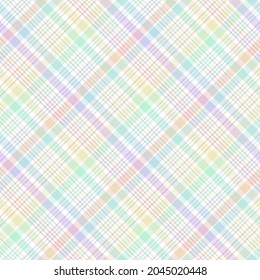 Rainbow Pastel Diagonal Plaid Tartan textured Seamless pattern design suitable for fashion textiles and graphics