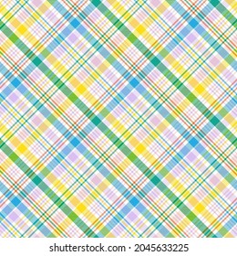 Rainbow Pastel Diagonal Plaid Tartan textured Seamless pattern design suitable for fashion textiles and graphics