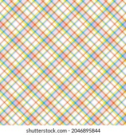 Rainbow Pastel Diagonal Plaid Tartan textured Seamless pattern design suitable for fashion textiles and graphics