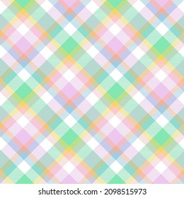 Rainbow Pastel Diagonal Plaid Tartan textured Seamless pattern design suitable for fashion textiles and graphics