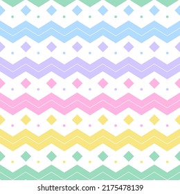 Rainbow Pastel Diamond Tilt Square Horizontal Zig Zag Line Stripe Dot Dash Line Circle Seamless Pattern Vector Illustration Tablecloth, Picnic mat wrap paper, Mat, Fabric, Textile, Scarf