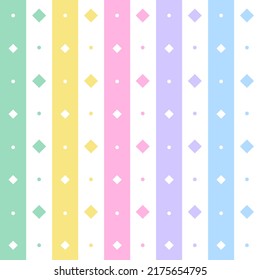 Rainbow Pastel Diamond Tilt Square Vertical Line Stripe Dot Dash Line Circle Seamless Pattern Vector Illustration Tablecloth, Picnic mat wrap paper, Mat, Fabric, Textile, Scarf