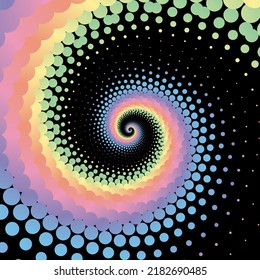 Rainbow-Pastellpunkt-Halbton auf schwarzem Hintergrund. Vektorgrafik.	
