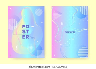 Rainbow Pastel Flow. Abstract Gradient Illustration. Liquid Design. Hologram Brochure. Magic Pastel Poster. Blue Abstract Memphis Background. Pink Wave Banner. Hologram Pattern. Pastel Fluid.