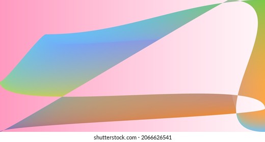 Rainbow Pastel Futuristic Psychedelic Layers Gradient Mesh. Multicolor Smooth Neon Color Illustration. Modern Minimal Technology Fluid Office Background. Digital Dynamic Shape Pink Modern Design.