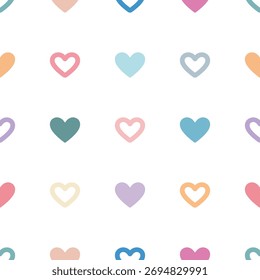 Rainbow Pastel Heart Seamless Pattern, Valentine Theme