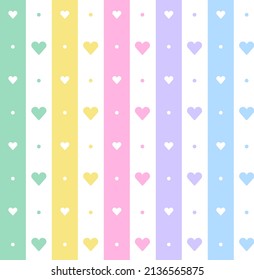 Rainbow Pastel Heart Stripe Dot Dash Line Circle Seamless Striped Pattern Illustration Tablecloth, Picnic mat wrap paper, Mat, Fabric, Textile, Scarf