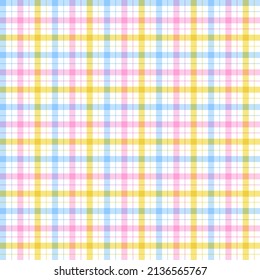 Rainbow Pastel Pink Yellow Blue Plain Scott Plaid Tartan Checkered Gingham Pattern Illustration Tablecloth, Picnic mat wrap paper, Mat, Fabric, Textile, Scarf