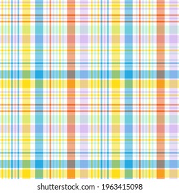 Rainbow Pastel Plaid seamless pattern for fashion textiles and graphics