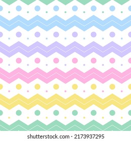 Rainbow Pastel Polkadot Circle Round Horizontal Zig Zag Line Stripe Dot Dash Line Circle Seamless Pattern Vector Illustration Tablecloth, Picnic mat wrap paper, Mat, Fabric, Textile, Scarf